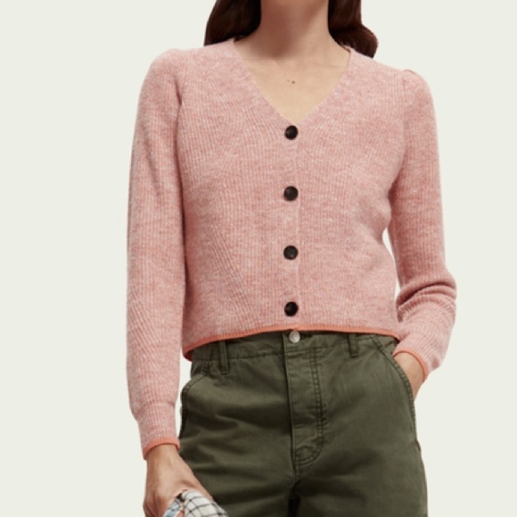 Scotch & Soda Women's Pink Cardigan Sweater V-Neck size small wool and alpaca - Picture 5 of 11